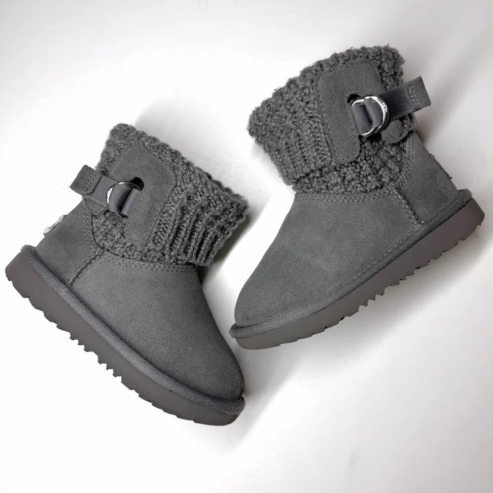 UGG Australia Kids Classic Solene Mini  Boots  Gray Size- 9